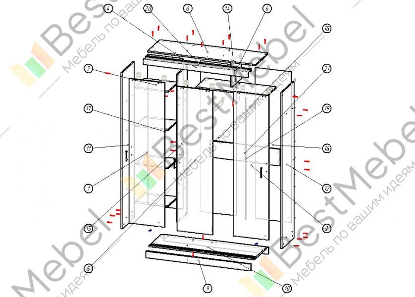 Схема сборки шкафа купе миллениум 2