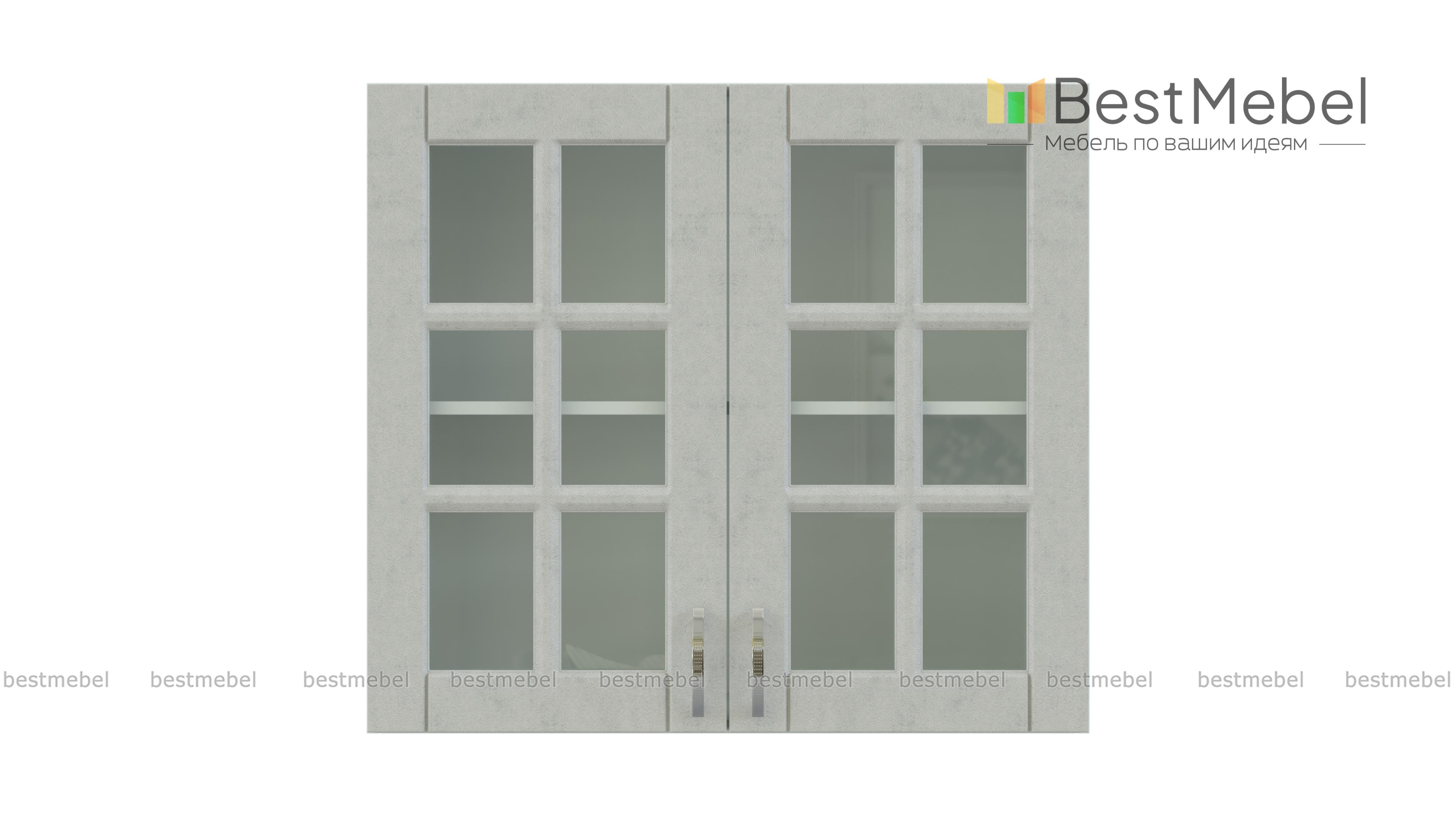 Шкаф верхний 2 двери Лондон со стеклом BMS - Фото