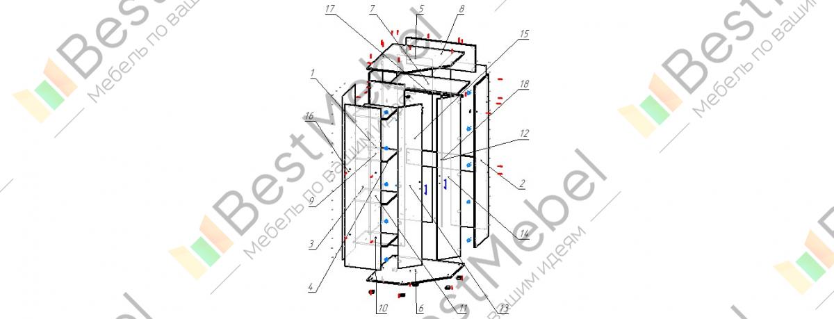 Схема сборки шкаф угловой универсальный