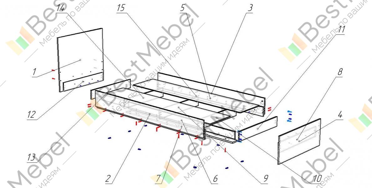 Схема сборки кровати амелина