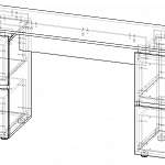 Чертеж Стол письменный с тумбами Янг BMS