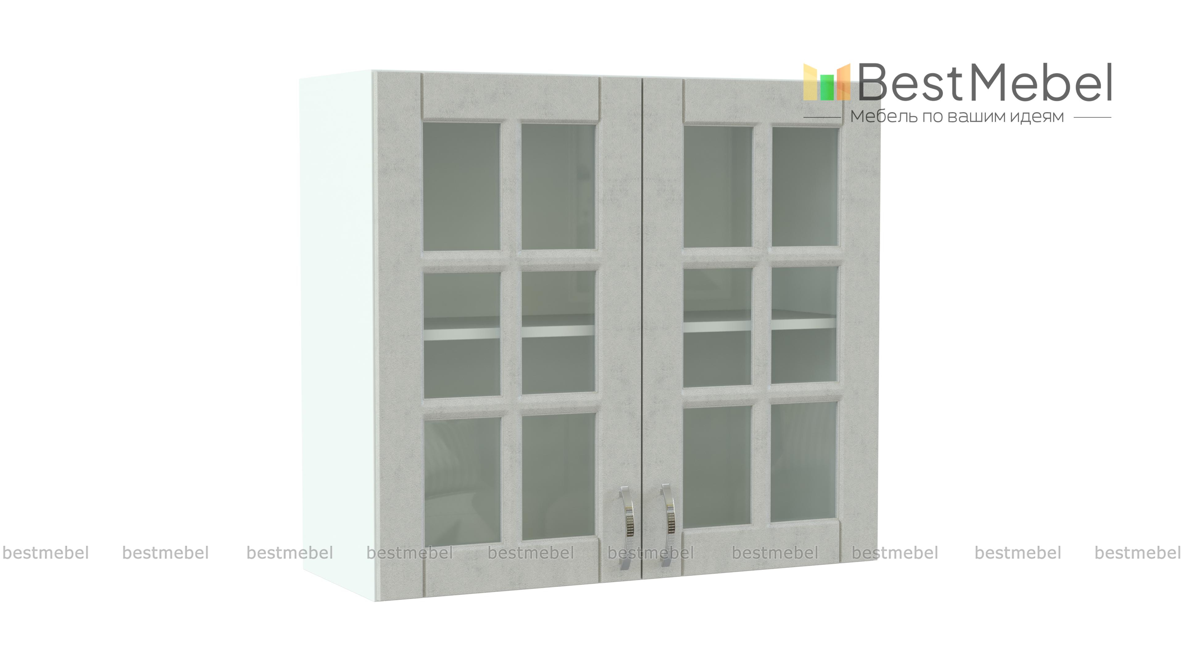 Шкаф верхний 2 двери Лондон со стеклом BMS - Фото