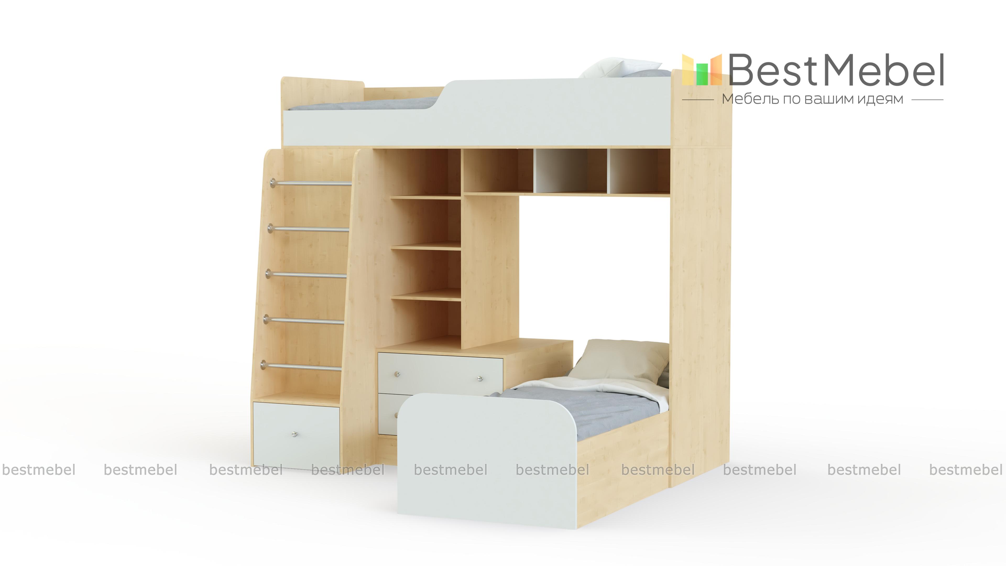 Угловая двухъярусная кровать Астра-4 BMS - Фото
