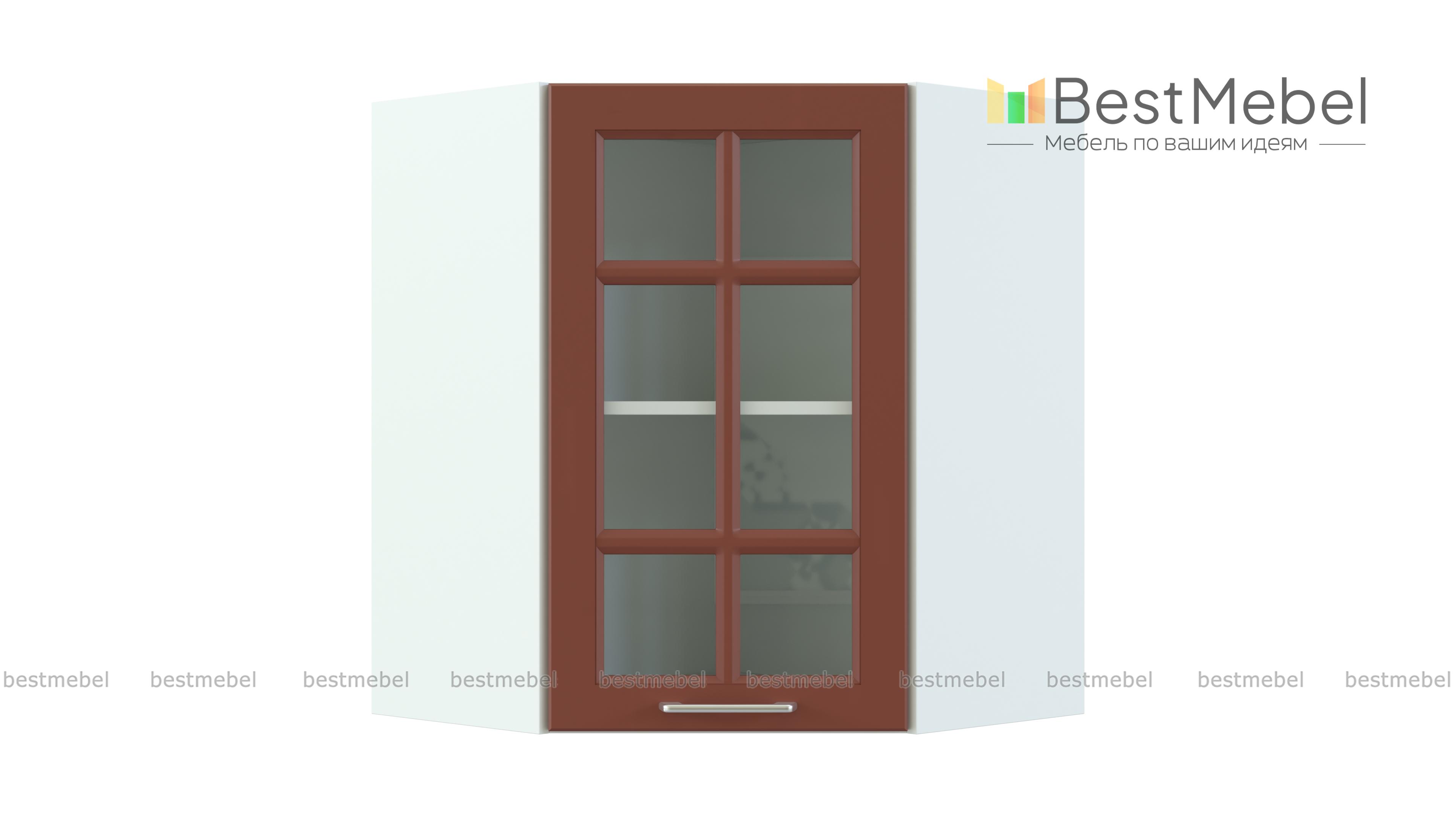 Шкаф верхний угловой остекленный Европа BMS - Фото